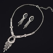( black)Korean style bride necklace occidental style two Rhinestone claw chain set