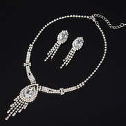 ( white)Korean style bride necklace occidental style two Rhinestone claw chain set