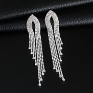 ( Silver)occidental style  Rhinestone tassel long earrings brief multilayer temperament exaggerating EarringE
