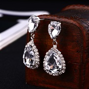 (silvery +)Korean style fashion brilliant drop crystal earringsE