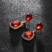 (gold +red )Korean style fashion brilliant drop crystal earringsE