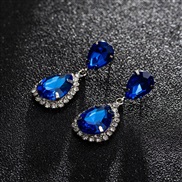 (silvery + sapphire blue )Korean style fashion brilliant drop crystal earringsE