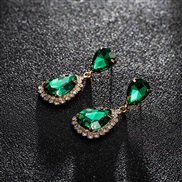 (gold +green )Korean style fashion brilliant drop crystal earringsE