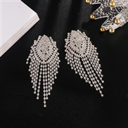( Silver+White Diamond )occidental style wind Rhinestone tassel woman  fashion new color big earringsE