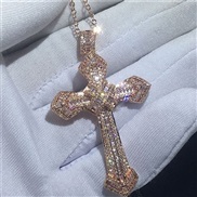 ( Rose Gold)  fully-jewelled mosaic cross  fashion shine more diamond three color cross man woman pendant