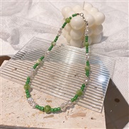 ( green necklace)Korea candy colors beads beads necklace sweet lovely woman wind samll clavicle chain