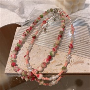 ( red2 necklace)Korea candy colors beads beads necklace sweet lovely woman wind samll clavicle chain