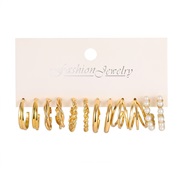 (gold ) Metal earrings high circle square geometry earrings retro Pearl earringsearrings