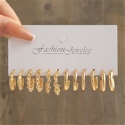 (gold )occidental style Metal circle square geometry earrings earrings setins high-endearrings se