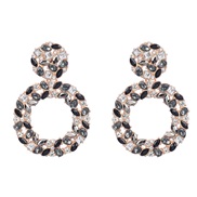 ( black)occidental style colorful diamond earrings Alloy diamond earring woman multilayer Round fully-jewelled exaggera