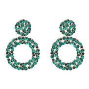 ( green)occidental style colorful diamond earrings Alloy diamond earring woman multilayer Round fully-jewelled exaggera