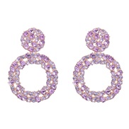(purple)occidental style colorful diamond earrings Alloy diamond earring woman multilayer Round fully-jewelled exaggera