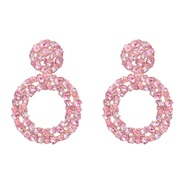 ( Pink)occidental style colorful diamond earrings Alloy diamond earring woman multilayer Round fully-jewelled exaggerat