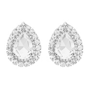 ( Silver)claw chain occidental style exaggerating earrings Alloy diamond ear stud lady drop glass diamond fully-jewelle