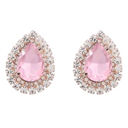 ( Pink)claw chain occidental style exaggerating earrings Alloy diamond ear stud lady drop glass diamond fully-jewelled 