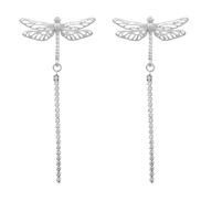 ( Silver)spring long style earrings Alloy diamond earring woman occidental style exaggerating insect animal Earring