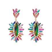 ( Color)occidental style personality geometry Irregular earring Alloy color diamond earrings woman exaggerating tempera