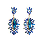 ( blue)occidental style personality geometry Irregular earring Alloy color diamond earrings woman exaggerating temperam
