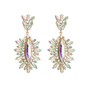 ( AB white)occidental style personality geometry Irregular earring Alloy color diamond earrings woman exaggerating temp