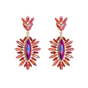 (red color )occidental style personality geometry Irregular earring Alloy color diamond earrings woman exaggerating tem