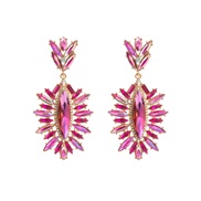 ( rose Red)occidental style personality geometry Irregular earring Alloy color diamond earrings woman exaggerating temp