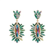( green)occidental style personality geometry Irregular earring Alloy color diamond earrings woman exaggerating tempera