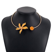 ( yellow) creative geometry fashion chain  resin enamel three-dimensional flowers necklace samll