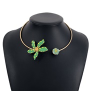 ( green) creative geometry fashion chain  resin enamel three-dimensional flowers necklace samll