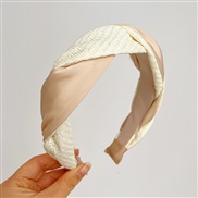 ( Beige )Korean style color twisted high Headband high temperament all-Purpose summer Headband head