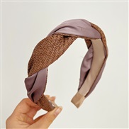 ( brown )Korean style color twisted high Headband high temperament all-Purpose summer Headband head