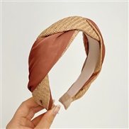 ( khaki )Korean style color twisted high Headband high temperament all-Purpose summer Headband head