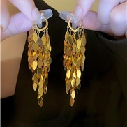 ( Gold)tassel earrings high occidental style exaggerating long style buckle samll unique temperament Earring woman