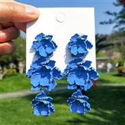 ( blue)spring occidental style Alloy flowers fashion three-dimensional imitate flowers palace retro earring Earring