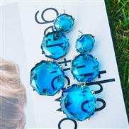 ( blue)Earrings occidental style Alloy mosaic resin geometry transparent fashion brief earring