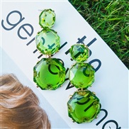 ( green)Earrings occidental style Alloy mosaic resin geometry transparent fashion brief earring