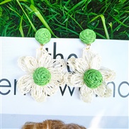 ( green)spring summer Bohemia wind weave flowers color earrings Earring