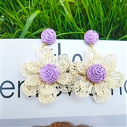 (purple)spring summer Bohemia wind weave flowers color earrings Earring