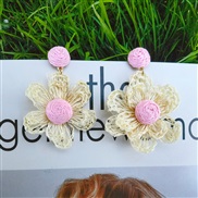 ( Pink)spring summer Bohemia wind weave flowers color earrings Earring