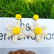 ( yellow)spring summer Bohemia wind weave flowers color earrings Earring