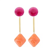 ( orange) occidental style Alloy resin earrings geometry Round rhombus creative brief fashion Earring