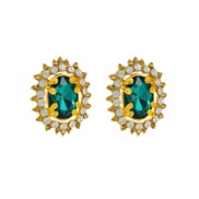 ( green)occidental style Alloy diamond Rhinestone Round exaggerating ear stud trend fully-jewelled wind Earring earrings