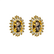 ( champagne)occidental style Alloy diamond Rhinestone Round exaggerating ear stud trend fully-jewelled wind Earring ear