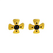 ( black)medium temperament high earrings Alloy embed resin cross gold Earring brief wind Earring