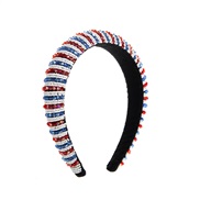 (FG325red blue  crystal) Headband blue beads Headband personality weave beads width Headband