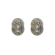 (ABsilvery )occidental style exaggerating colorful diamond buckle multilayer Round Alloy diamond geometry earrings woma