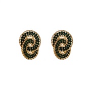 (green )occidental style exaggerating colorful diamond buckle multilayer Round Alloy diamond geometry earrings woman ea