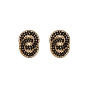 ( black)occidental style exaggerating colorful diamond buckle multilayer Round Alloy diamond geometry earrings woman ea