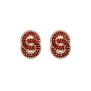 ( red)occidental style exaggerating colorful diamond buckle multilayer Round Alloy diamond geometry earrings woman earri