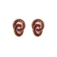 ( rose Red)occidental style exaggerating colorful diamond buckle multilayer Round Alloy diamond geometry earrings woman