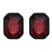 ( red)occidental style earrings fully-jewelled ear stud woman fashion brief Alloy diamond square geometry Earring